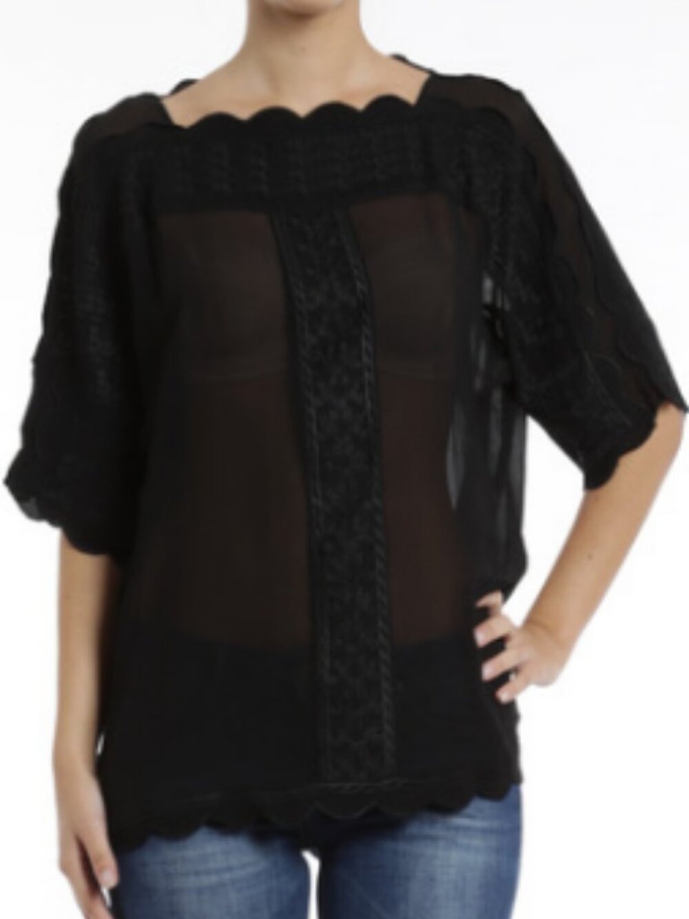 Isabel Marant Étoile Embroidered Viscose Boho Axel Blouse SZ 36